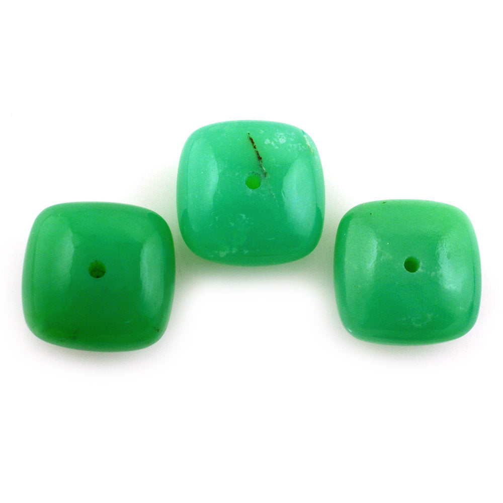 NATURAL CHRYSOPRASE LENTIL CUSHION (HALF DRILL) 14MM 13.29 Cts.