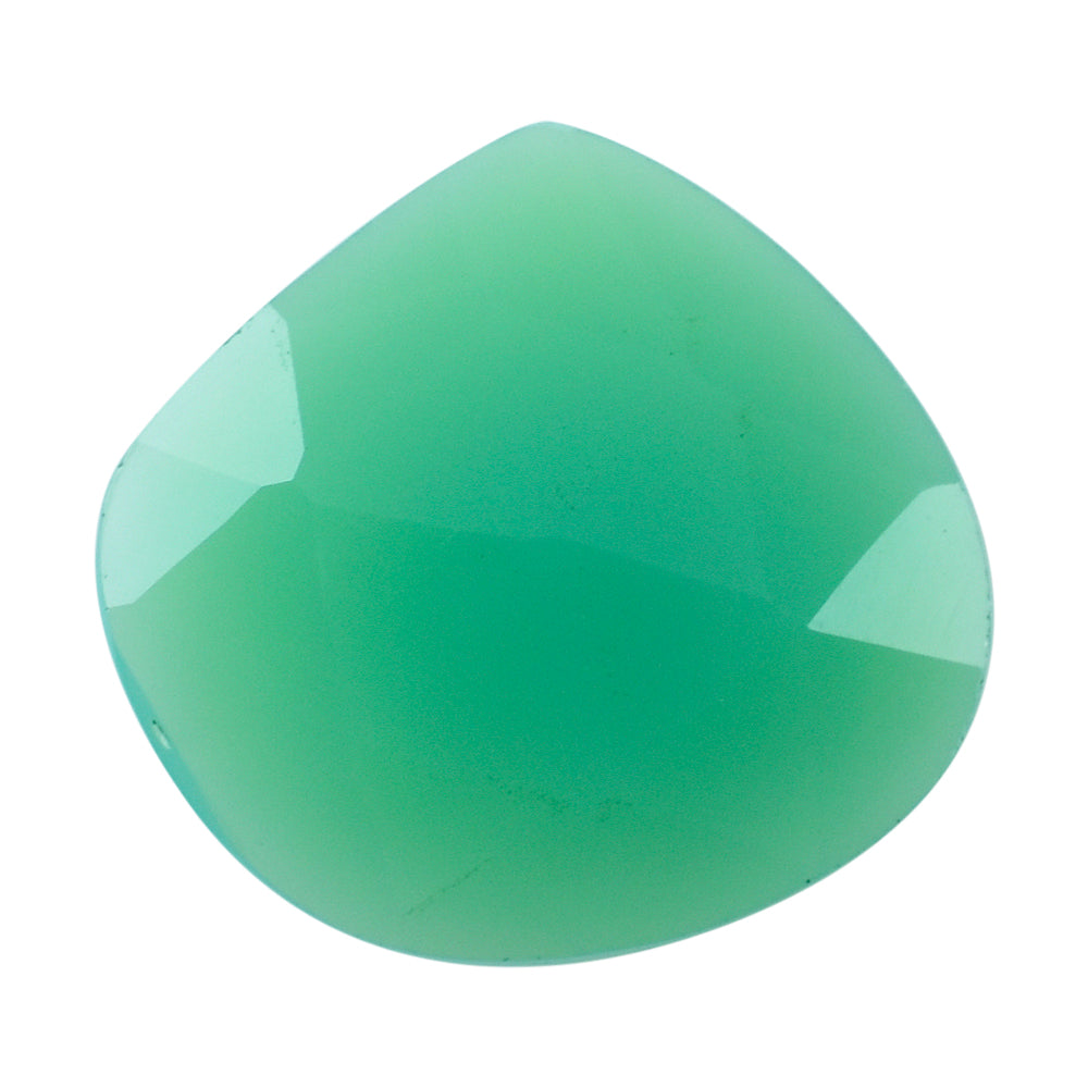 DYED CHRYSOPRASE CHALCEDONY ROSE CUT BRIOLETTE IRREGULAR PEAR 15X14MM 4.23 Cts.