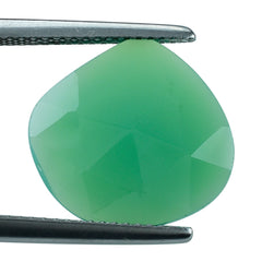 DYED CHRYSOPRASE CHALCEDONY ROSE CUT BRIOLETTE IRREGULAR PEAR 15X14MM 4.23 Cts.