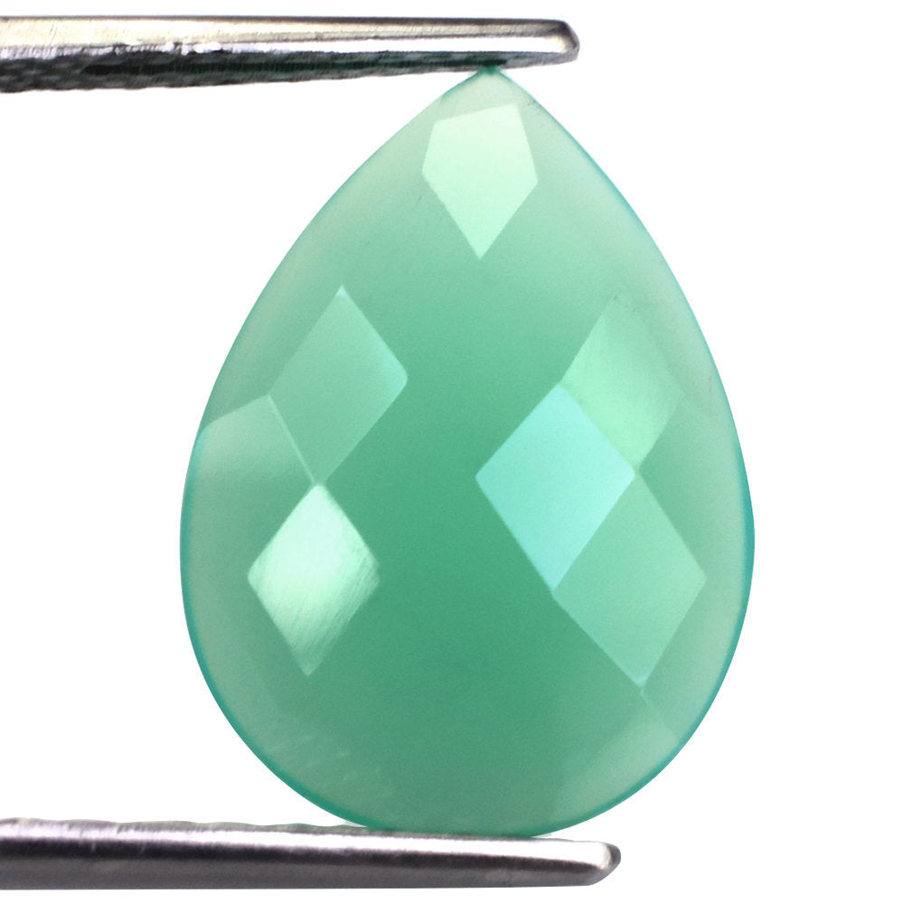 DYED CHRYSOPRASE CHALCEDONY CHECKER PEAR CAB 18X13MM 5.46 Cts.