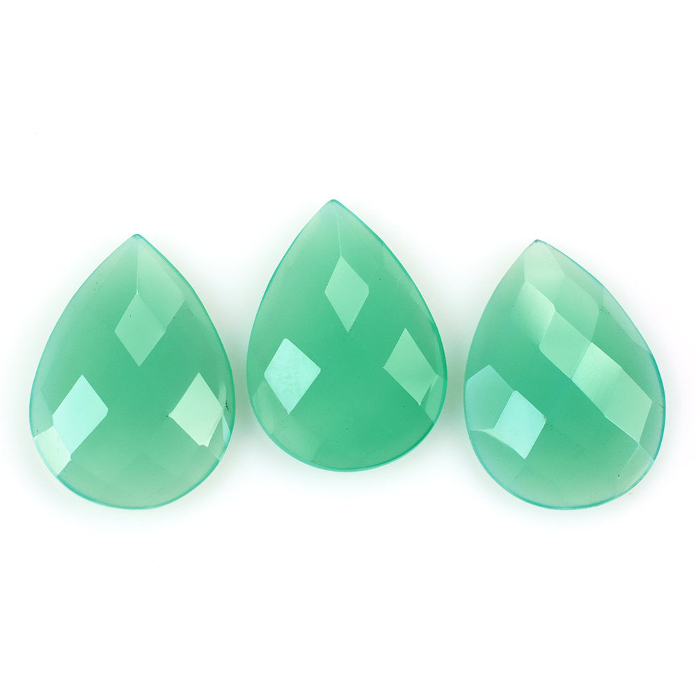 DYED CHRYSOPRASE CHALCEDONY CHECKER PEAR CAB 18X13MM 5.46 Cts.