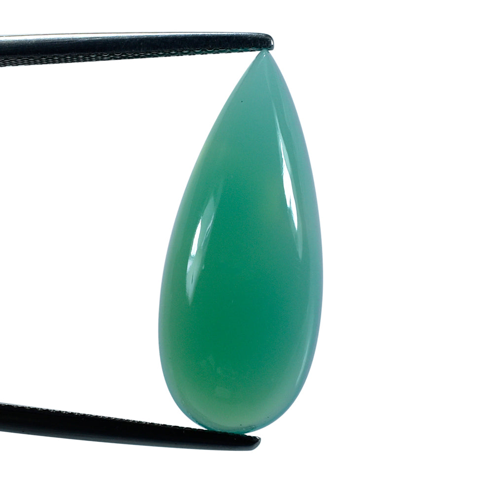 DYED CHRYSOPRASE CHALCEDONY PEAR CAB 27X11MM 12.08 Cts.