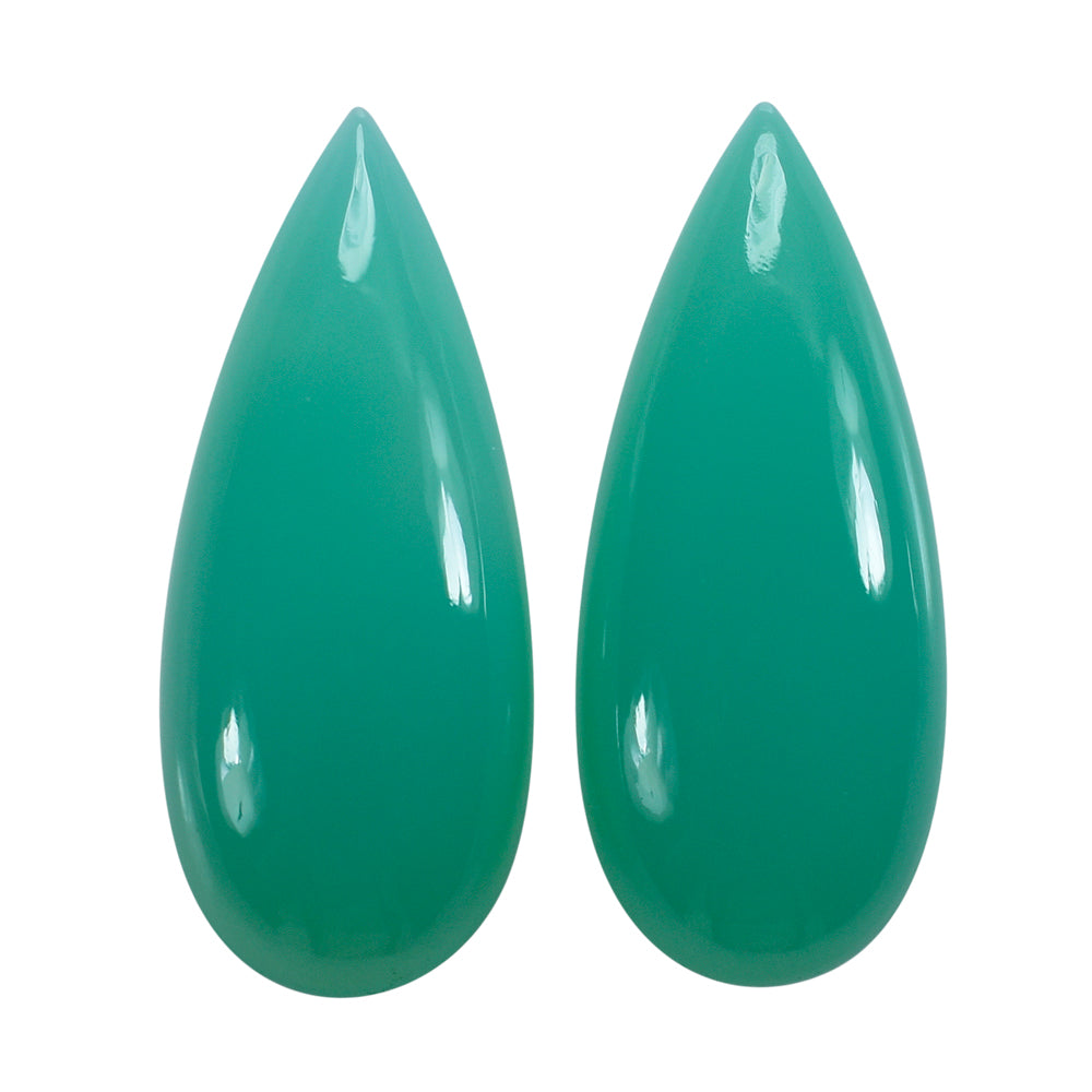 DYED CHRYSOPRASE CHALCEDONY PEAR CAB 27X11MM 12.08 Cts.