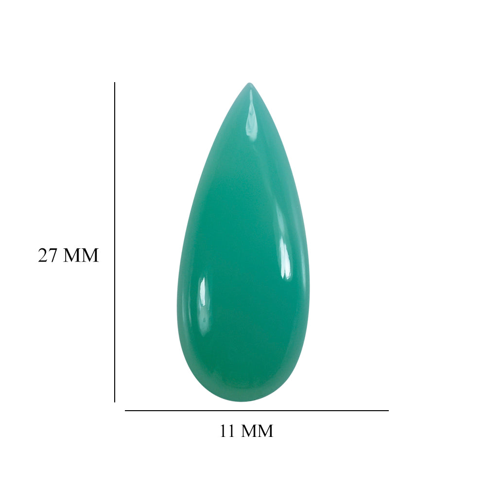 DYED CHRYSOPRASE CHALCEDONY PEAR CAB 27X11MM 12.08 Cts.