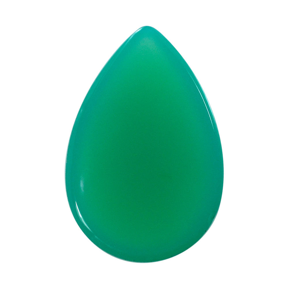 DYED CHRYSOPRASE CHALCEDONY PEAR CAB 15X10MM 4.05 Cts.