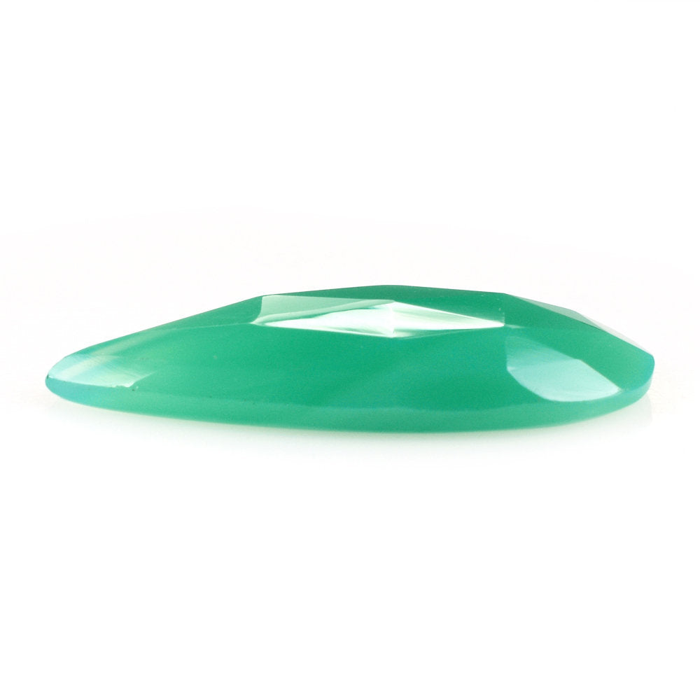 DYED CHRYSOPRASE CHALCEDONY ROSE CUT PEAR CAB 27X11MM 8.3 Cts.