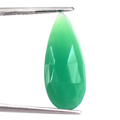 DYED CHRYSOPRASE CHALCEDONY ROSE CUT PEAR CAB 27X11MM 8.3 Cts.