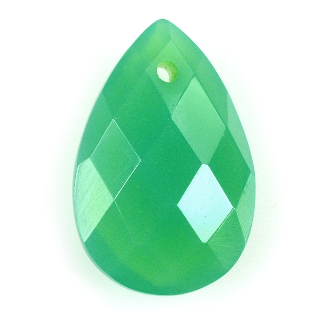 DYED CHRYSOPRASE CHALCEDONY BRIOLETTE PEAR (FULL DRILL) 15X10MM 5.48 Cts.