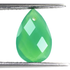 DYED CHRYSOPRASE CHALCEDONY BRIOLETTE PEAR (FULL DRILL) 15X10MM 5.48 Cts.