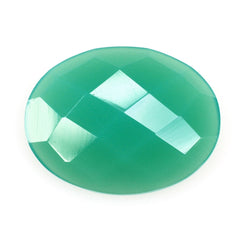 DYED CHRYSOPRASE CHALCEDONY CHECKER OVAL CAB 13X10MM 3.18 Cts.