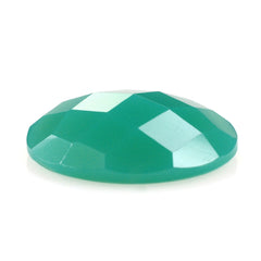 DYED CHRYSOPRASE CHALCEDONY CHECKER OVAL CAB 13X10MM 3.18 Cts.