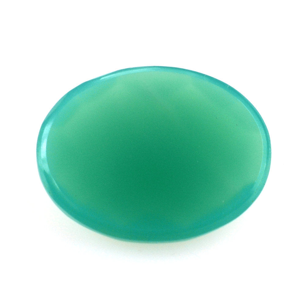 DYED CHRYSOPRASE CHALCEDONY CHECKER OVAL CAB 13X10MM 3.18 Cts.