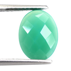 DYED CHRYSOPRASE CHALCEDONY CHECKER OVAL CAB 13X10MM 3.18 Cts.