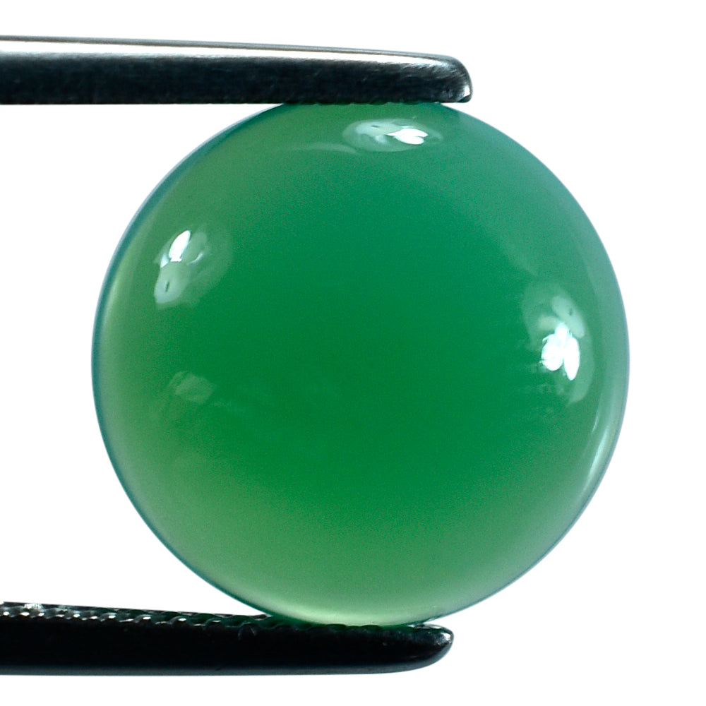 DYED CHRYSOPRASE CHALCEDONY ROUND CAB 13MM 4.50 Cts.