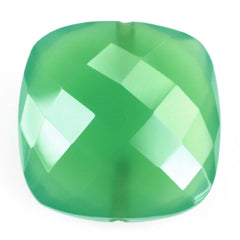 DYED CHRYSOPRASE CHALCEDONY BRIOLETTE CUSHION (TWO HALF DRILL) 14MM 8.8 Cts.