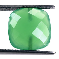 DYED CHRYSOPRASE CHALCEDONY BRIOLETTE CUSHION (TWO HALF DRILL) 14MM 8.8 Cts.