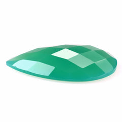 DYED CHRYSOPRASE CHALCEDONY CHECKER PEAR CAB 20X15MM 6.5 Cts.