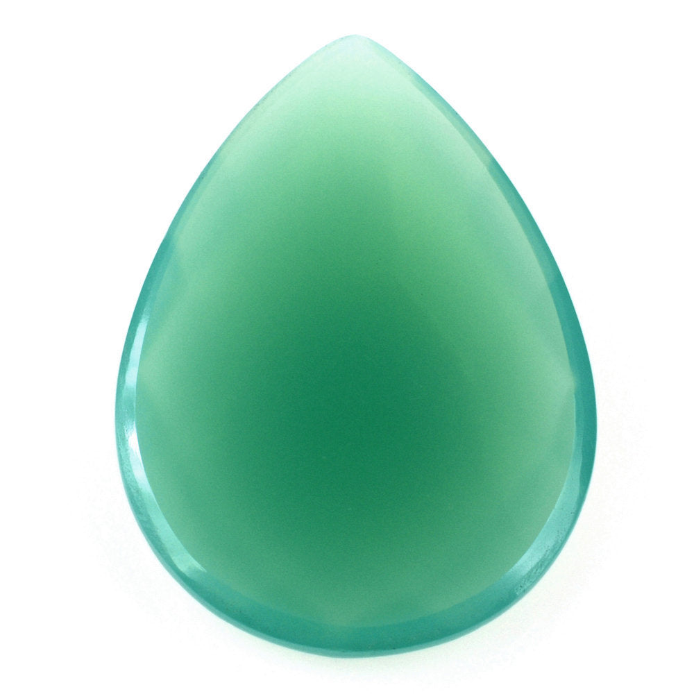 DYED CHRYSOPRASE CHALCEDONY CHECKER PEAR CAB 20X15MM 6.5 Cts.
