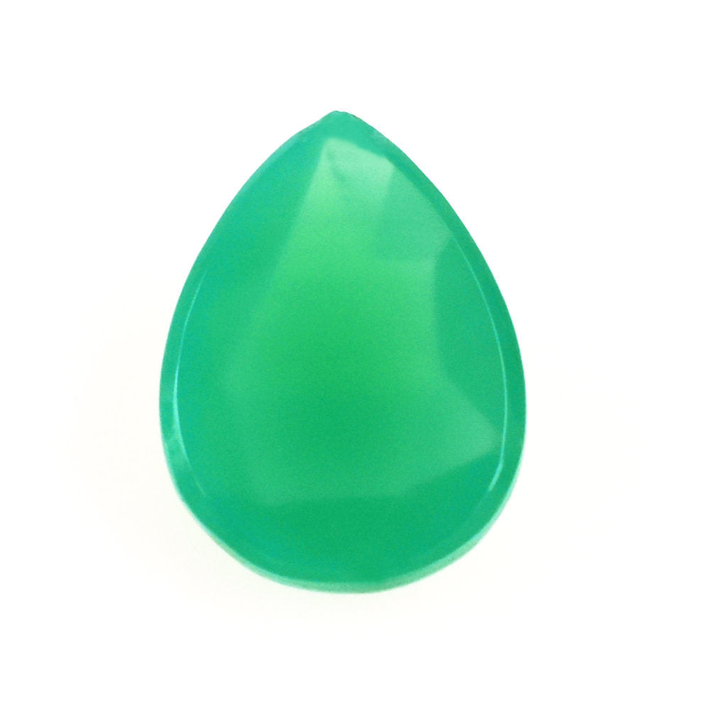 DYED CHRYSOPRASE CHALCEDONY ROSE CUT PEAR CAB 8X6MM 0.99 Cts.