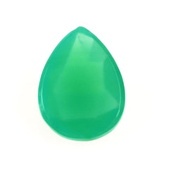 DYED CHRYSOPRASE CHALCEDONY ROSE CUT PEAR CAB 8X6MM 0.99 Cts.