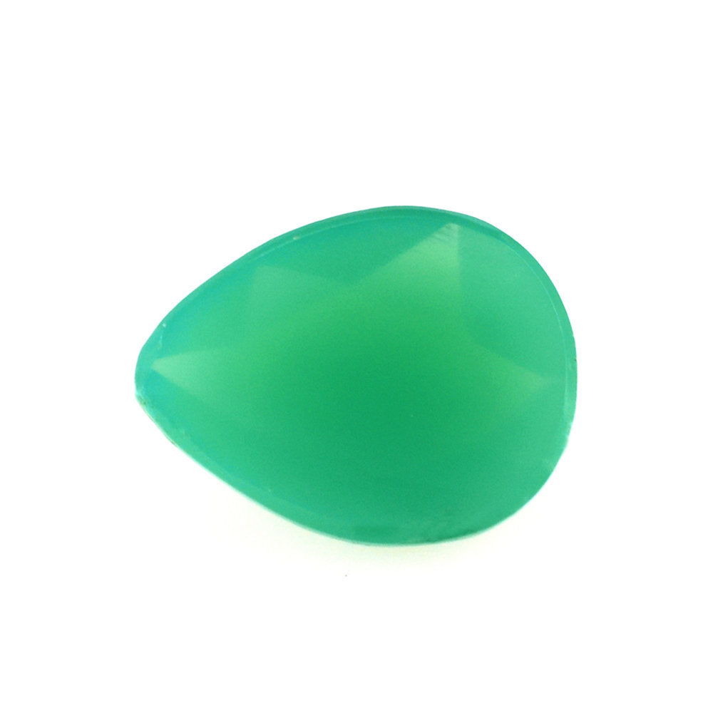 DYED CHRYSOPRASE CHALCEDONY ROSE CUT PEAR CAB 8X6MM 0.99 Cts.