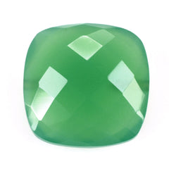 DYED CHRYSOPRASE CHALCEDONY BRIOLETTE CUSHION (TWO HALF DRILL) 14MM 9.45 Cts.