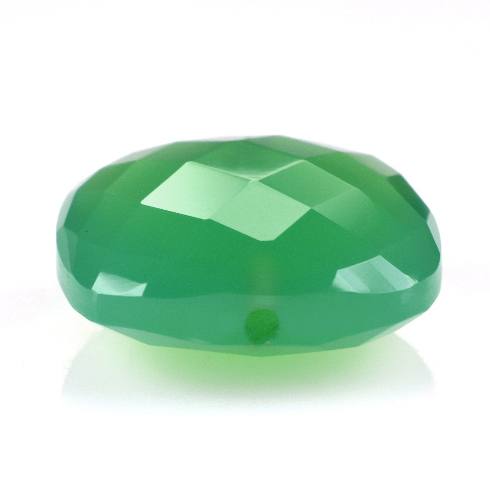 DYED CHRYSOPRASE CHALCEDONY BRIOLETTE CUSHION (TWO HALF DRILL) 14MM 9.45 Cts.
