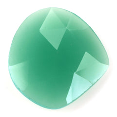 DYED CHRYSOPRASE CHALCEDONY ROSE CUT BRIOLETTE IRREGULAR PEAR  15X14MM 4.3 Cts.