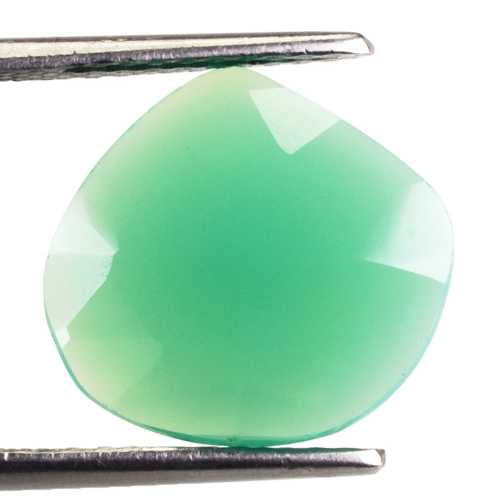 DYED CHRYSOPRASE CHALCEDONY ROSE CUT BRIOLETTE IRREGULAR PEAR  15X14MM 4.3 Cts.