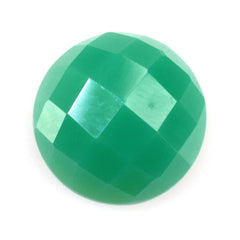 DYED CHRYSOPRASE CHALCEDONY CHECKER ROUND CAB 8MM 1.73 Cts.