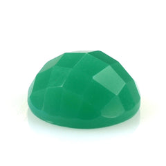 DYED CHRYSOPRASE CHALCEDONY CHECKER ROUND CAB 8MM 1.73 Cts.