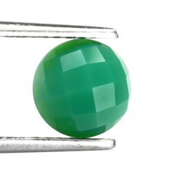 DYED CHRYSOPRASE CHALCEDONY CHECKER ROUND CAB 8MM 1.73 Cts.