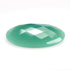 DYED CHRYSOPRASE CHALCEDONY CHECKER OVAL CAB 30X25MM 25.08 Cts.