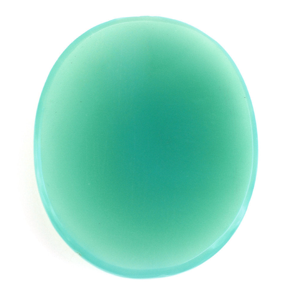 DYED CHRYSOPRASE CHALCEDONY CHECKER OVAL CAB 30X25MM 25.08 Cts.