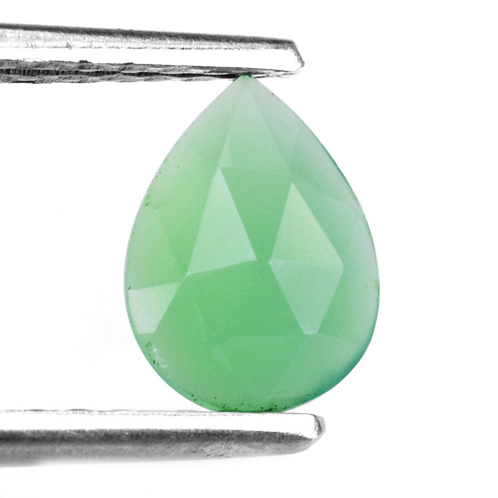 DYED CHRYSOPRASE CHALCEDONY ROSE CUT PEAR CAB 8X6MM 1.01 Cts.