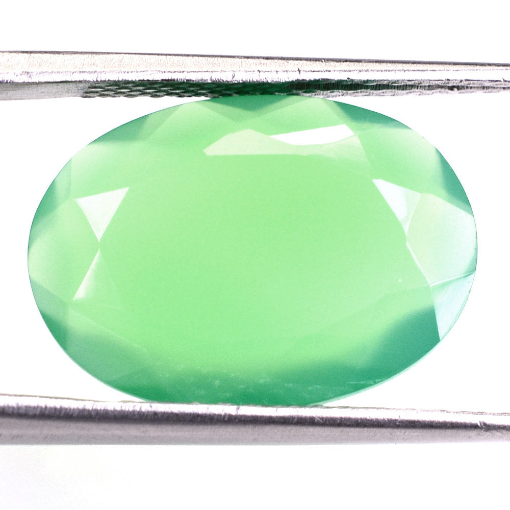 DYED CHRYSOPRASE CHALCEDONY BOTH SIDE TABLE CUT OVAL 18X13MM 7.35 Cts.