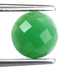 DYED CHRYSOPRASE CHALCEDONY CHECKER ROUND CAB 8MM 1.78 Cts.