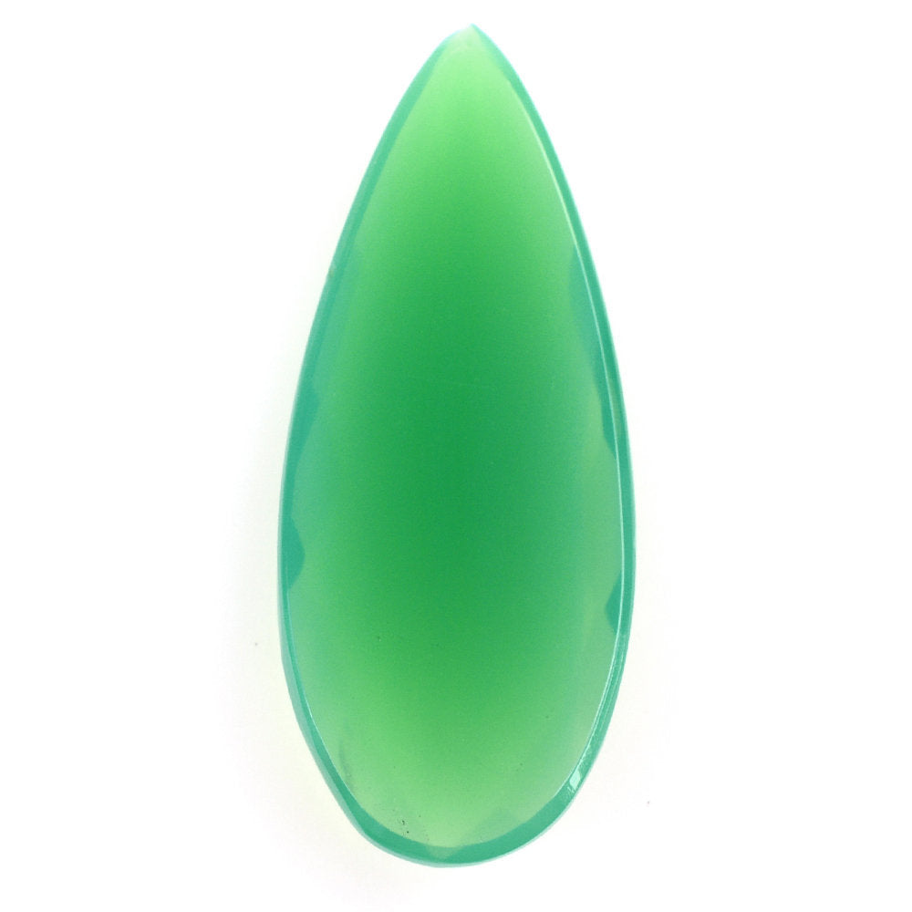 DYED CHRYSOPRASE CHALCEDONY CHECKER PEAR CAB 27X11MM 7.68 Cts.