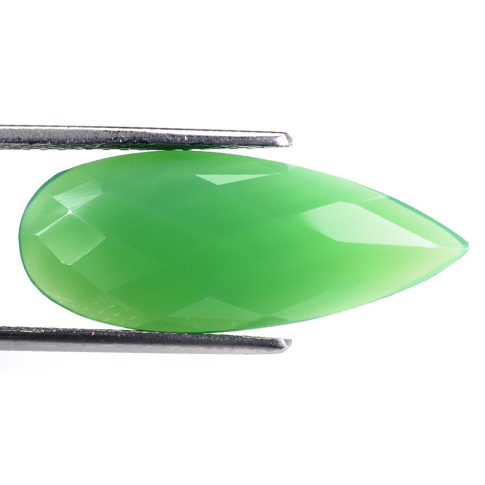 DYED CHRYSOPRASE CHALCEDONY CHECKER PEAR CAB 27X11MM 7.68 Cts.