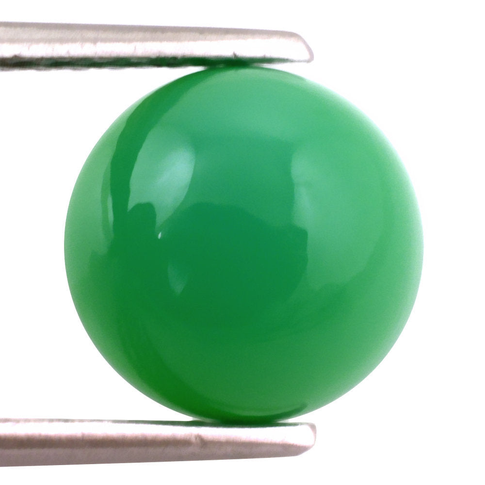 DYED CHRYSOPRASE CHALCEDONY ROUND CAB 10MM 4.15 Cts.