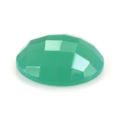 DYED CHRYSOPRASE CHALCEDONY CHECKER ROUND CAB 13MM 2.38 Cts.