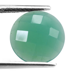 DYED CHRYSOPRASE CHALCEDONY CHECKER ROUND CAB 13MM 2.38 Cts.