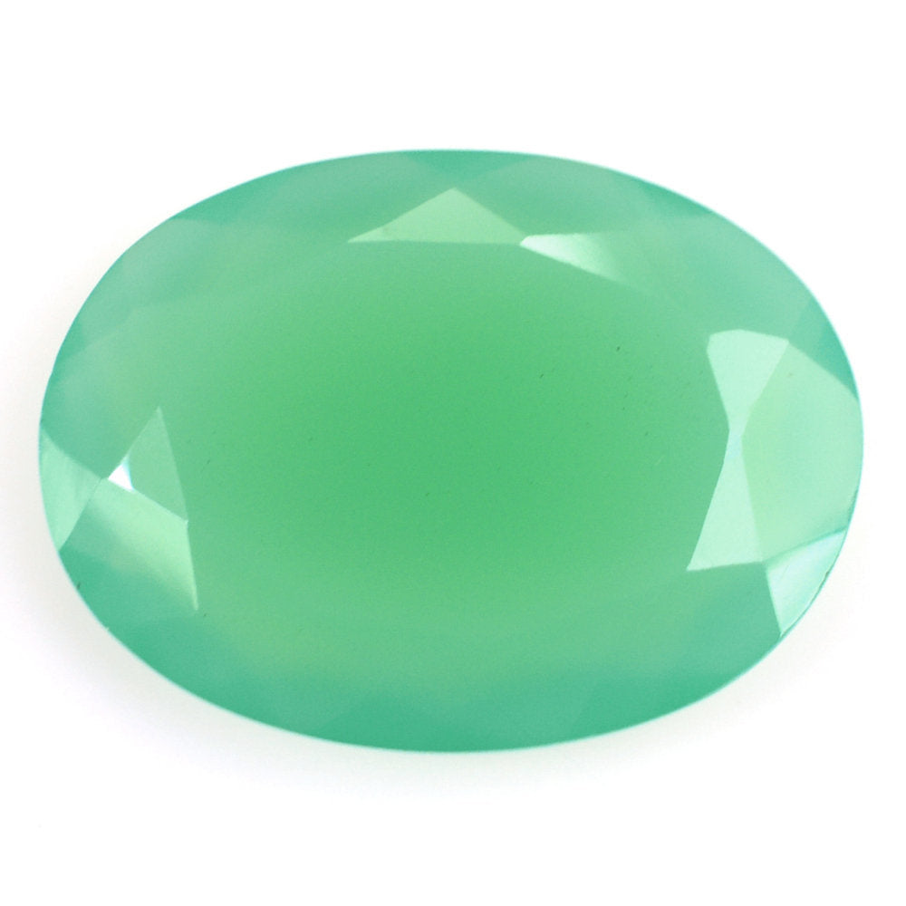 DYED CHRYSOPRASE CHALCEDONY BOTH SIDE TABLE CUT OVAL 20X15MM 9.35 Cts.