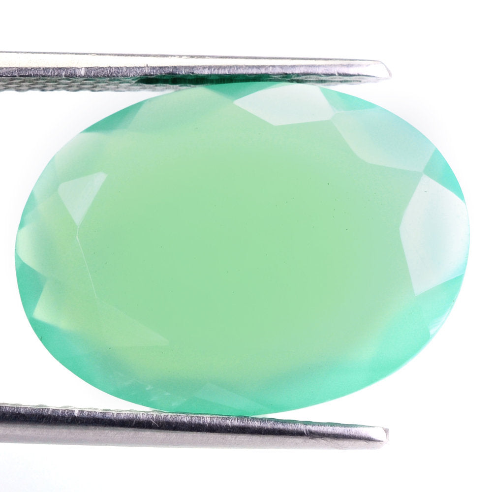 DYED CHRYSOPRASE CHALCEDONY BOTH SIDE TABLE CUT OVAL 20X15MM 9.35 Cts.