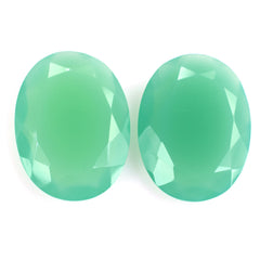 DYED CHRYSOPRASE CHALCEDONY BOTH SIDE TABLE CUT OVAL 20X15MM 9.35 Cts.