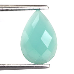 DYED CHRYSOPRASE CHALCEDONY CHECKER PEAR CAB 12X8MM 2.23 Cts.
