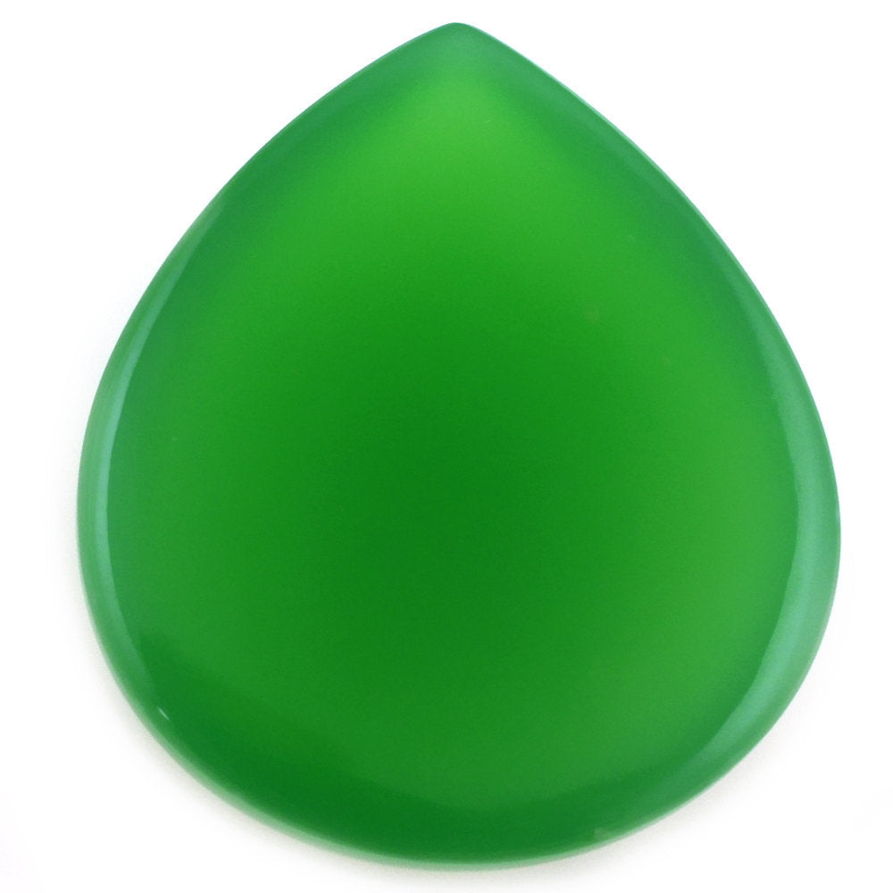 DYED CHRYSOPRASE CHALCEDONY PEAR CAB 18X16MM 13.00 Cts.