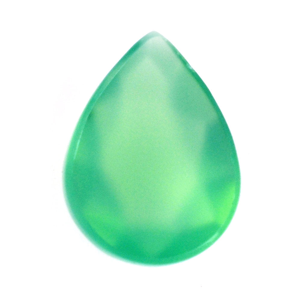 DYED CHRYSOPRASE CHALCEDONY ROSE CUT PEAR CAB 8X6MM 0.93 Cts.