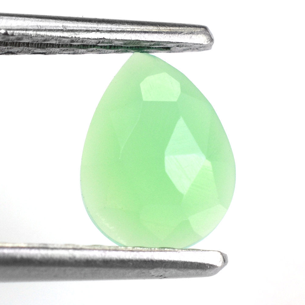 DYED CHRYSOPRASE CHALCEDONY ROSE CUT PEAR CAB 8X6MM 0.93 Cts.