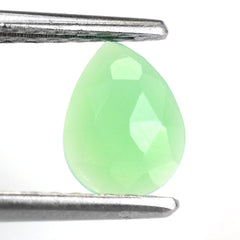 DYED CHRYSOPRASE CHALCEDONY ROSE CUT PEAR CAB 8X6MM 0.93 Cts.